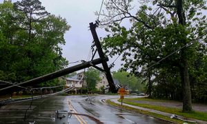 A power line down after a storm